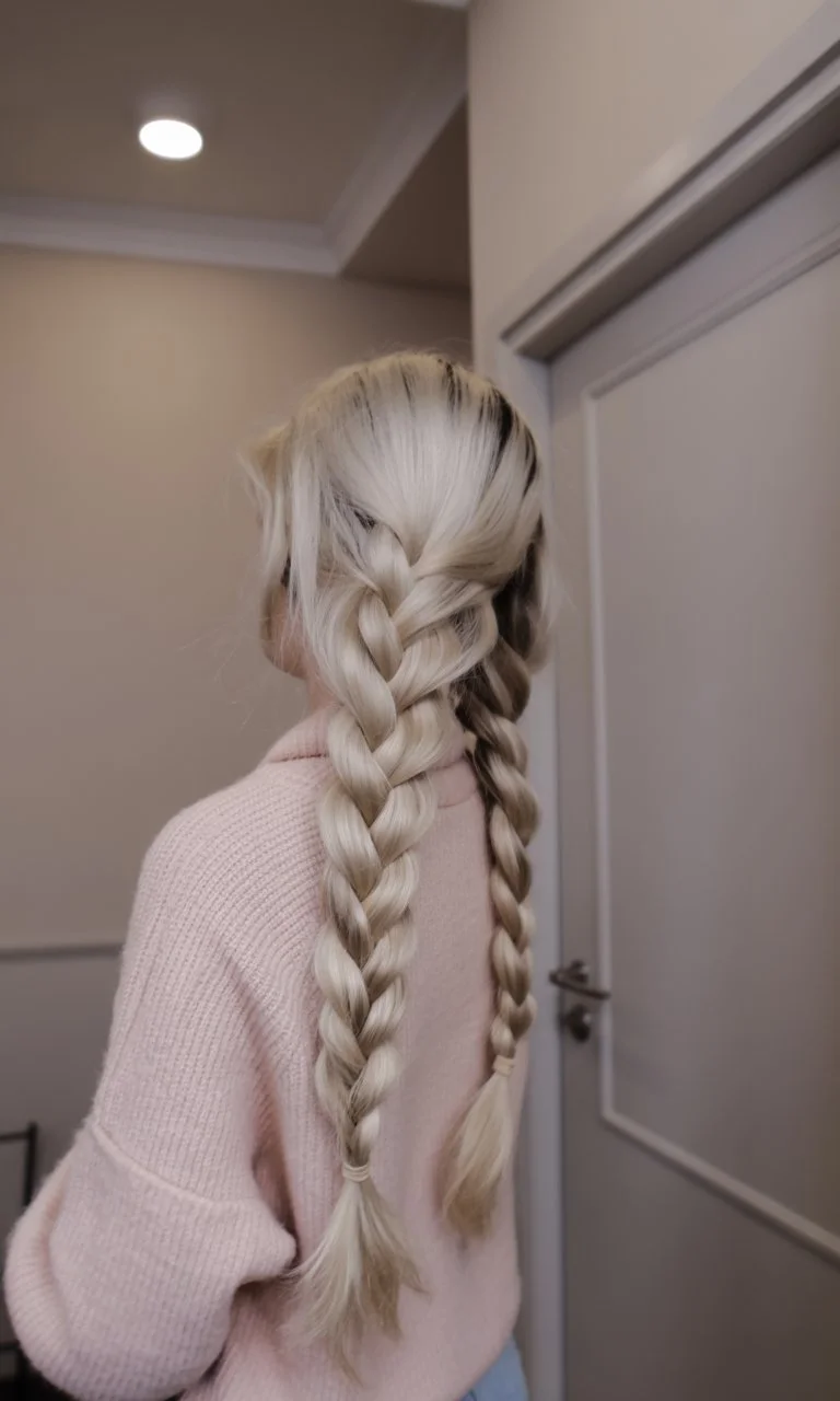 boho summer braids hairstyle 2026 Soft Twin Braids With Cozy Minimal Texture