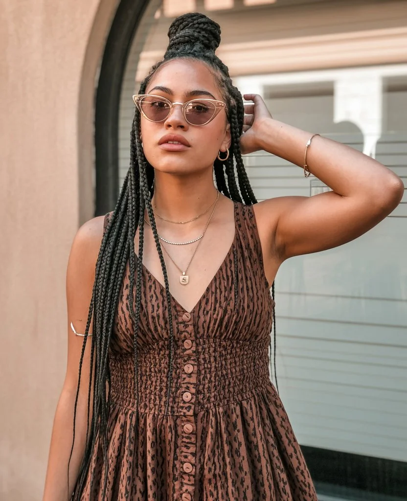 boho summer braids hairstyle 2026 High Knotless Braids With Effortless Volume