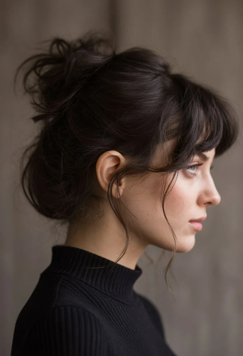 cute summer short hairstyles 2026 soft messy bun for short hair with face framing strands