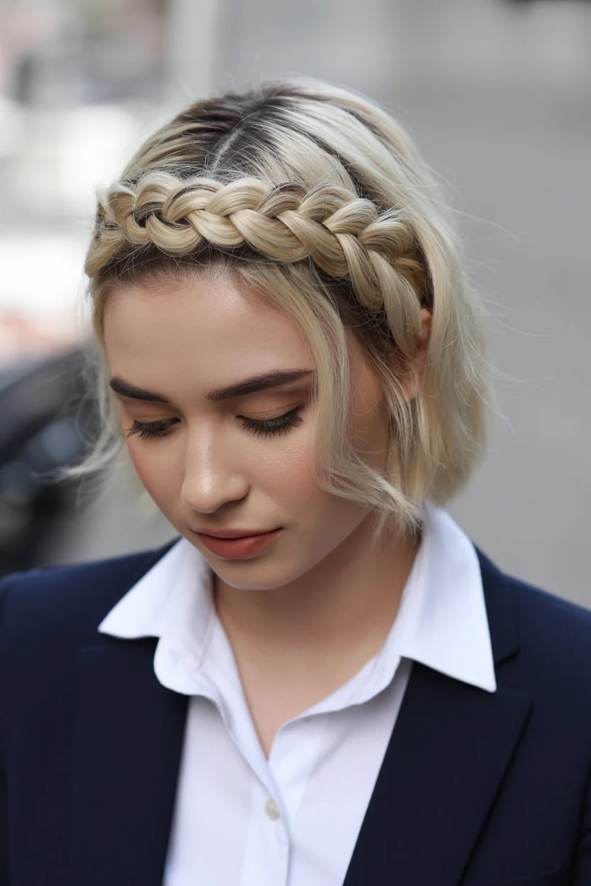 cute summer short hairstyles 2026 short bob with crown braid for a polished everyday look