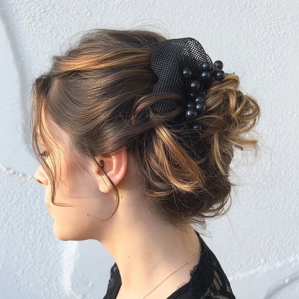 cute summer short hairstyles 2026 messy low updo for short hair with soft volume