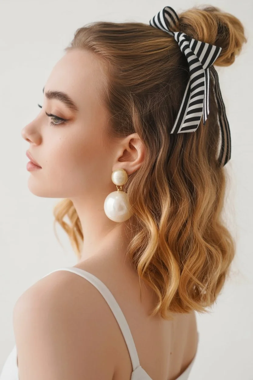 effortless summer quick hairstyles 2026 Half up bow detail with soft waves