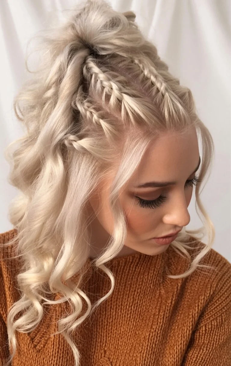 effortless summer quick hairstyles 2026 Half up braided crown with soft curls