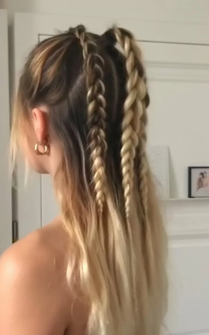 effortless summer quick hairstyles 2026 Long hair with defined braided sections