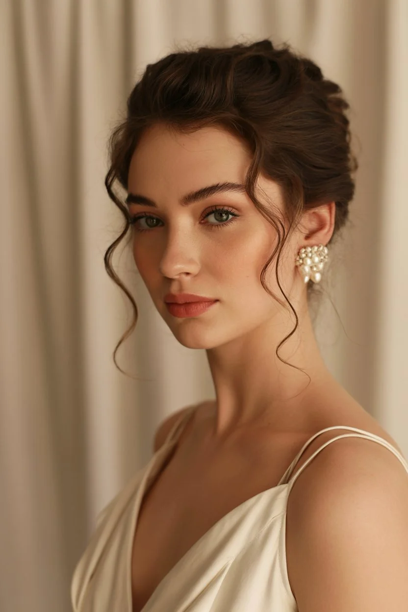 elegant summer updo hairstyles 2026 soft romantic updo with face framing waves