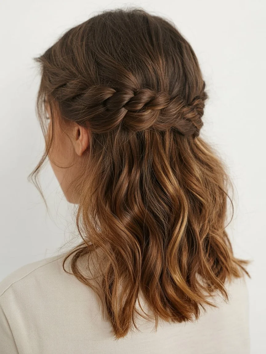 elegant summer updo hairstyles 2026 soft half up braided waves