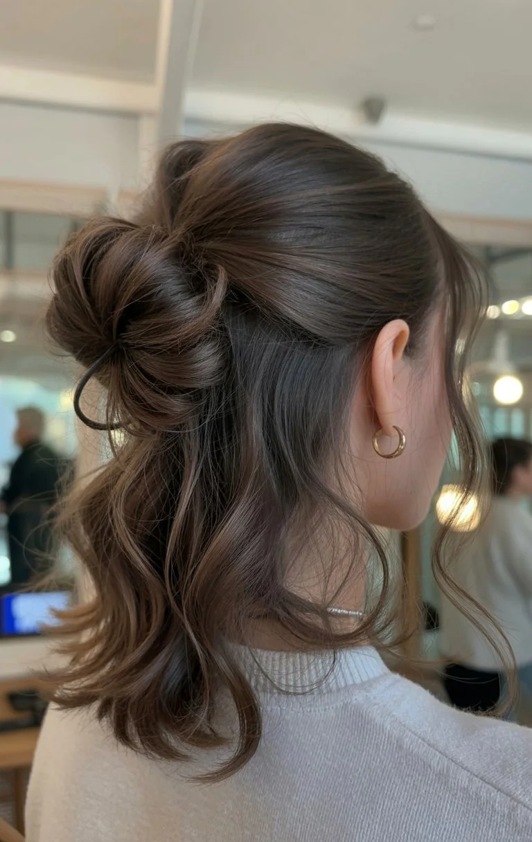 elegant summer updo hairstyles 2026 half up bun loose layers