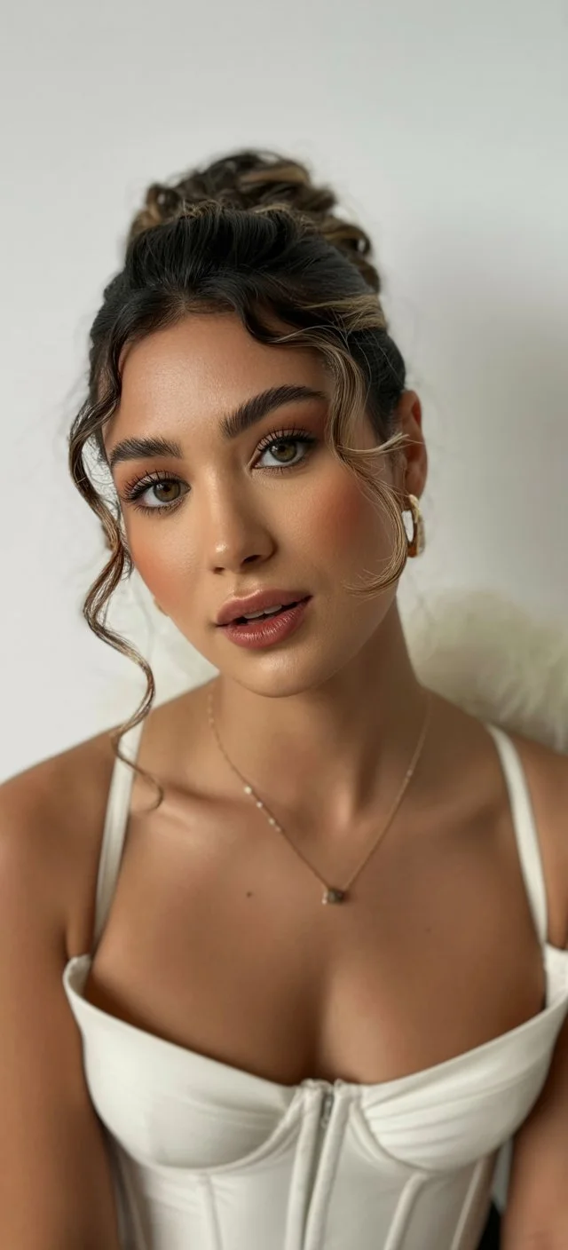 elegant summer wedding guest hairstyles 2026 Soft Curled Updo With Face Framing Tendrils