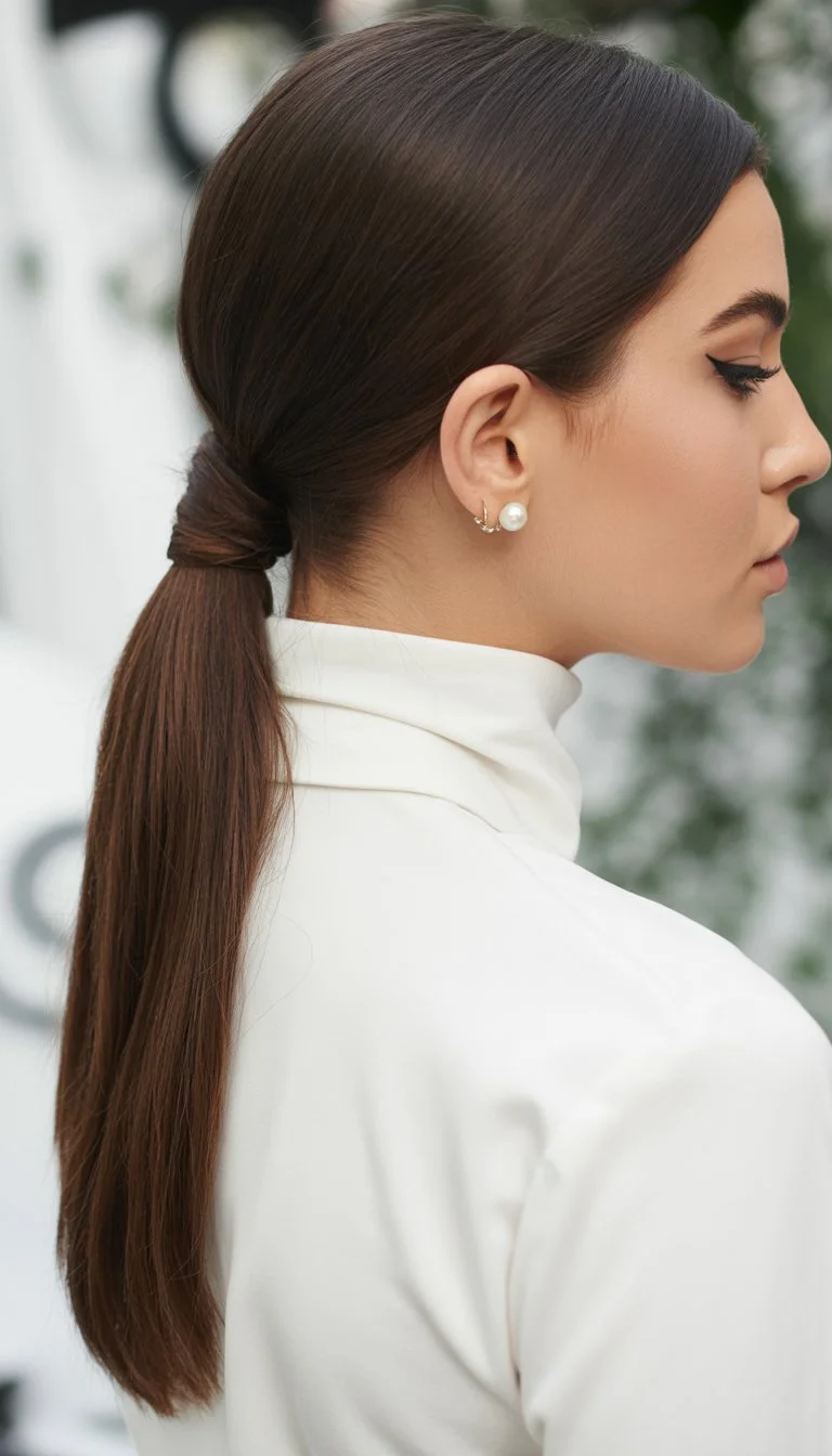 elegant summer wedding guest hairstyles 2026 Ultra Sleek Low Ponytail With Quiet Luxury Vibes