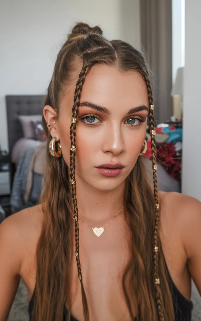 elegant summer wedding guest hairstyles 2026 Festival Inspired Braided Half Up Style