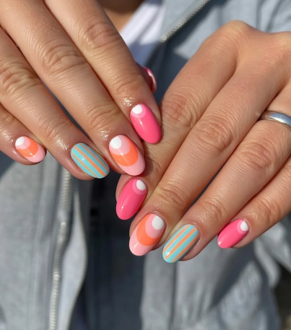 funky summer nails 2026 Poolside Pop Art in Candy Colors