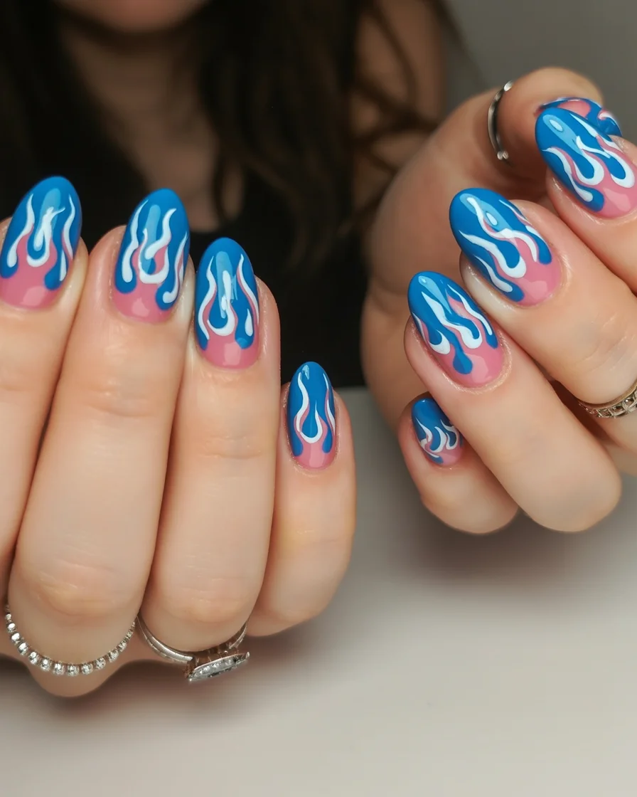 funky summer nails 2026 Blue Flame Cool Girl Energy