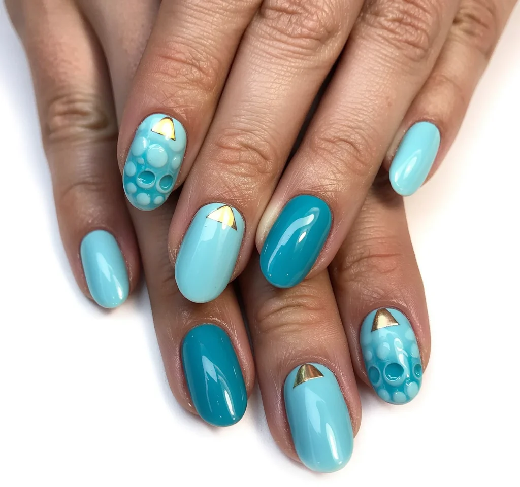funky summer nails 2026 Pool Water Illusions and Aqua Bubble Art