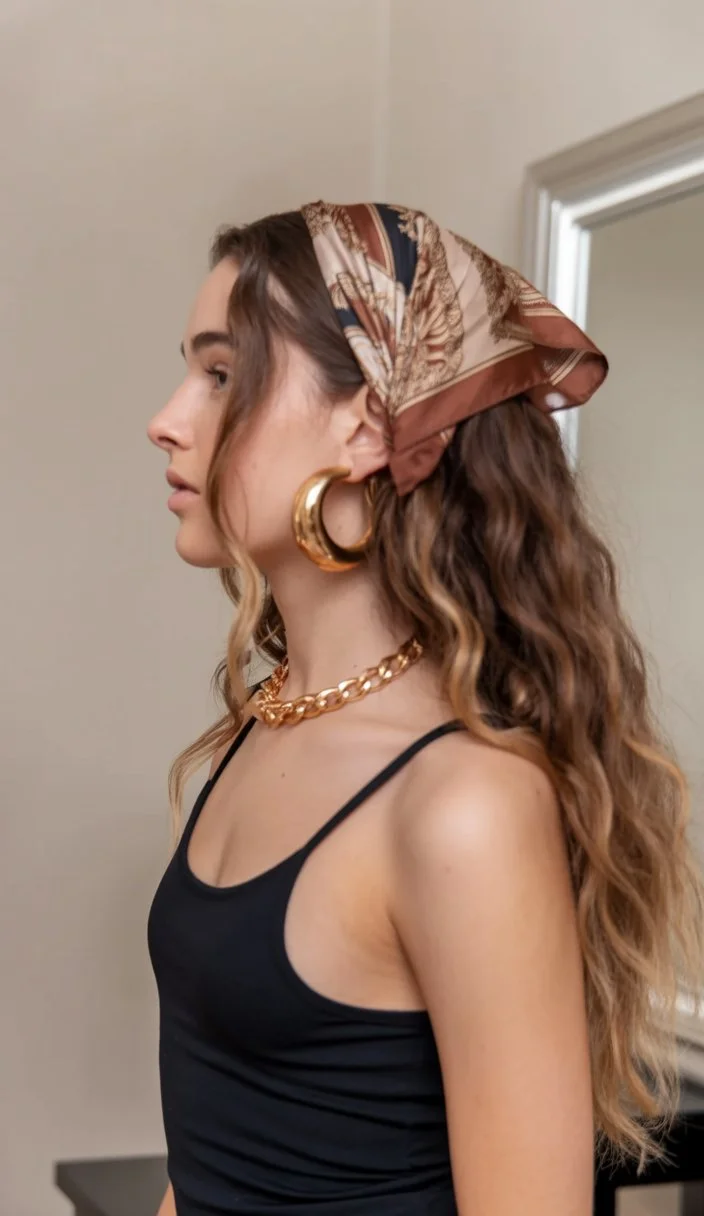 June hairstyles ideas 2026 Soft Waves with a Satin Headscarf