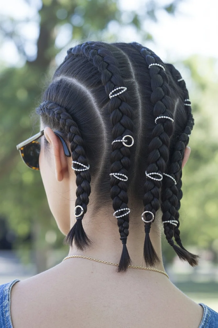 June hairstyles ideas 2026 Decorated Braided Sections for Black Hair Inspiration