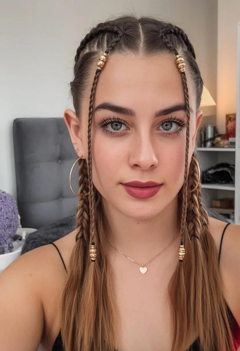 June hairstyles ideas 2026 Festival Braids with Gold Accessories