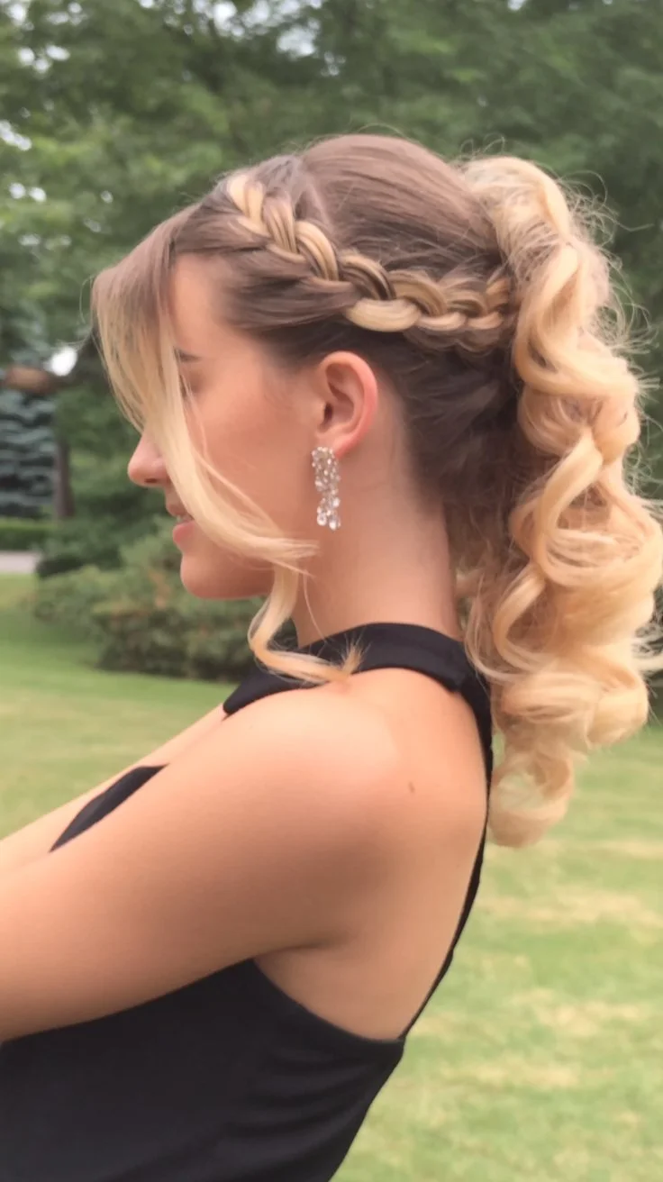 June hairstyles ideas 2026 Romantic Braided Ponytail with Soft Curls