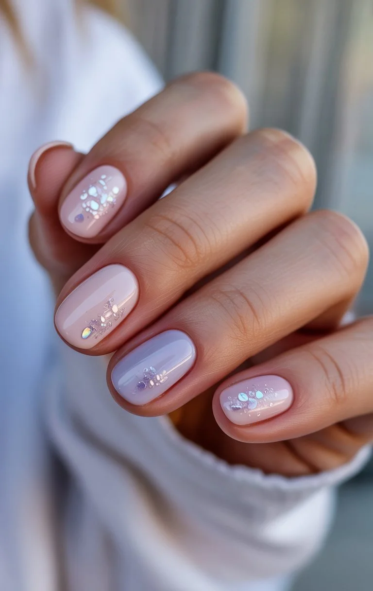 june nails 2026 Soft Pearl Micro Shimmer Nails