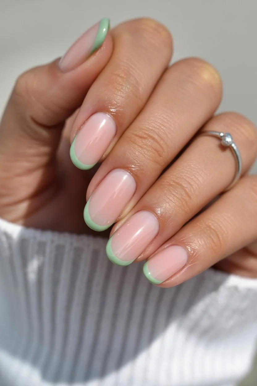 june nails 2026 Mint French Tip Fresh Summer Nails