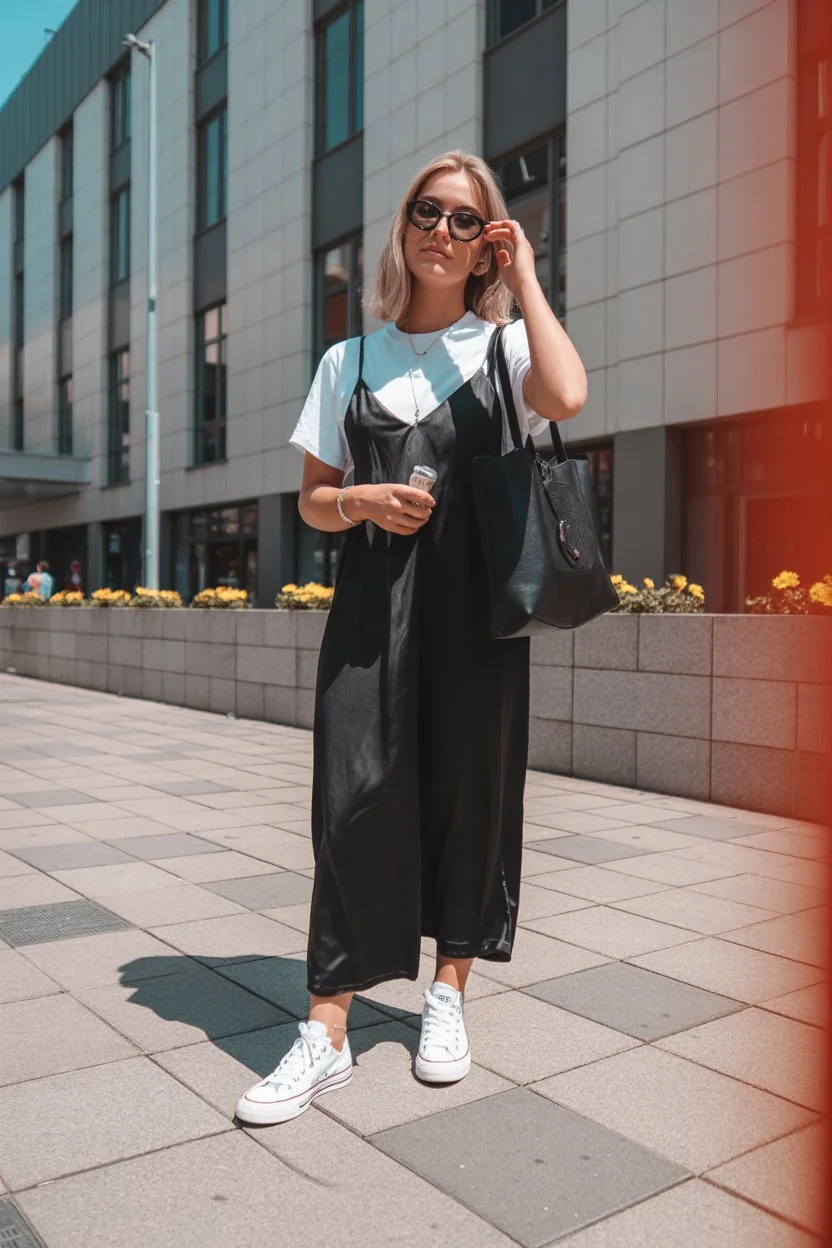 june outfits best ideas for summer 2026 Slip Dresses Layered With White Tees For City Style