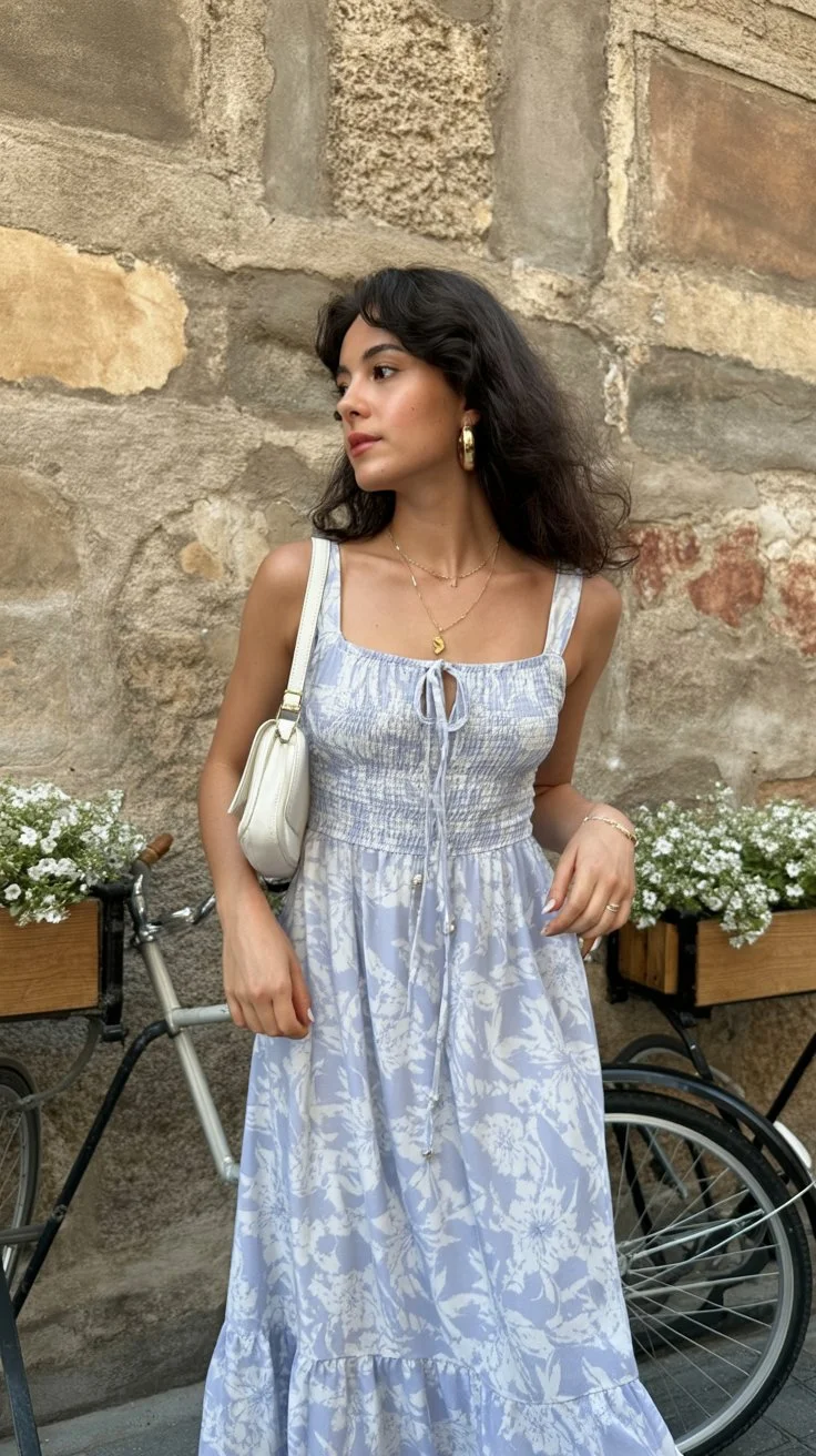 june outfits best ideas for summer 2026 Romantic Blue Floral Dresses For European Summer Days