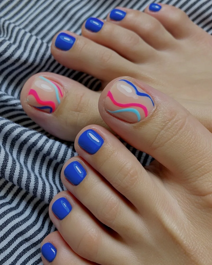 June pedicure summer ideas 2026 Electric Blue Waves For Beach Weekends