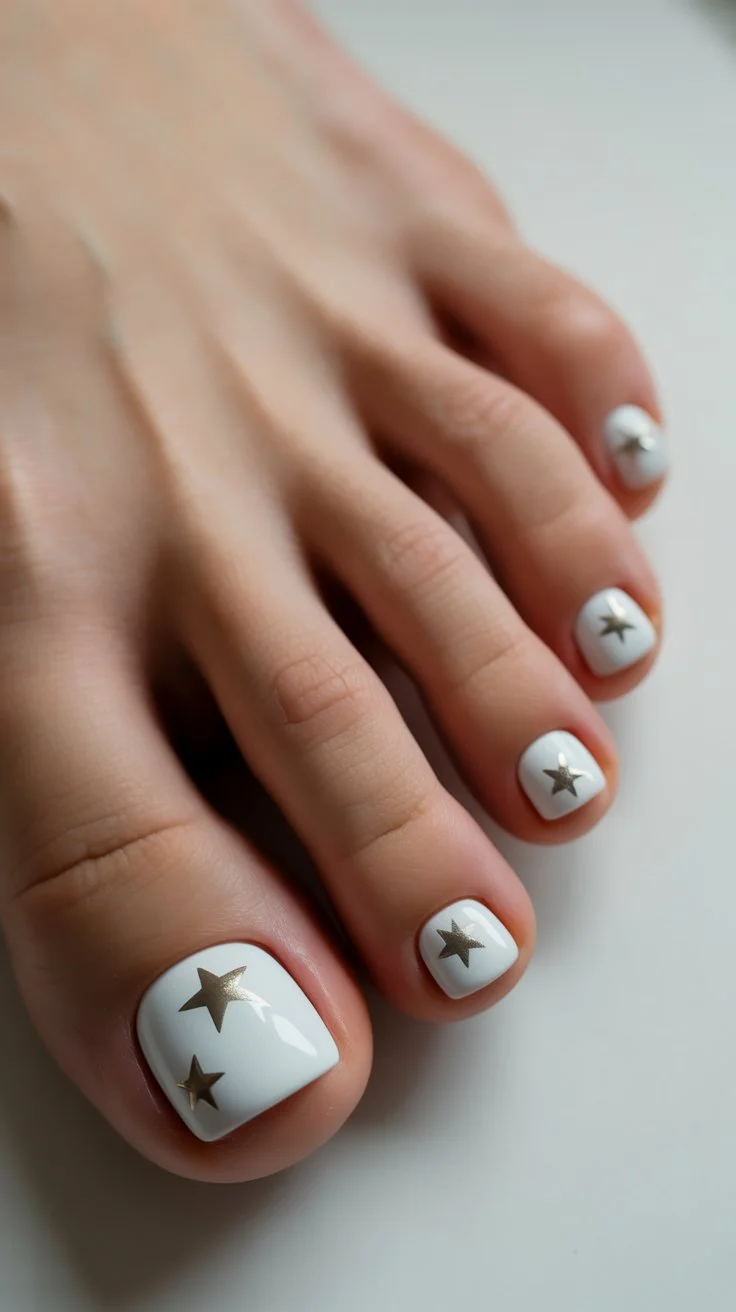 June pedicure summer ideas 2026 Minimal White Star Pedicure For Quiet Luxury Summer
