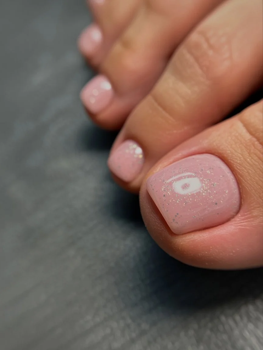 June pedicure summer ideas 2026 Soft Pink Shimmer Toes For Minimal Summer Girls