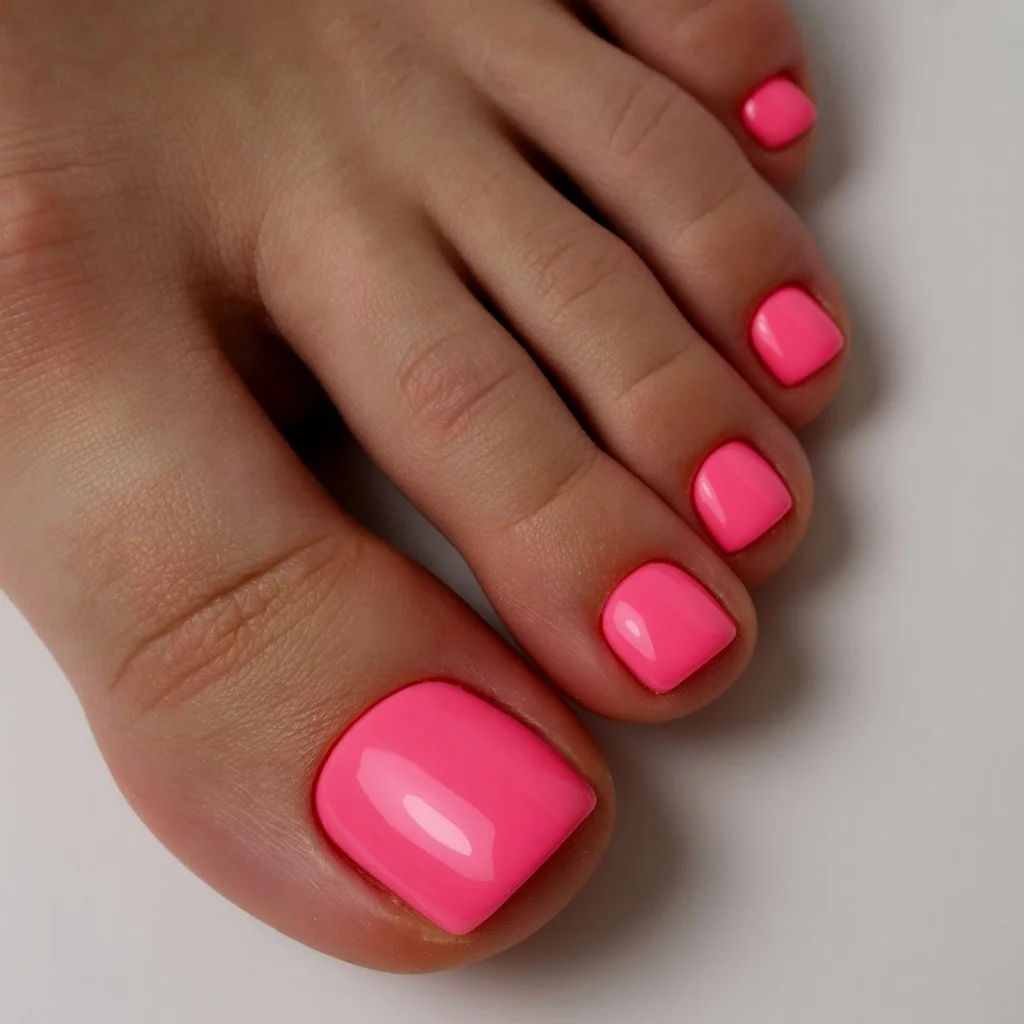 June toe nails ideas - summer ideas 2026 Hot Pink Pedicure That Feels Like A Summer Playlist