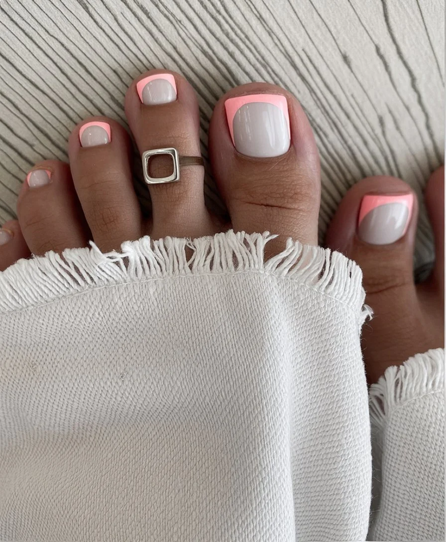 June toe nails ideas - summer ideas 2026 Soft Pink French Toenails With A Modern Twist