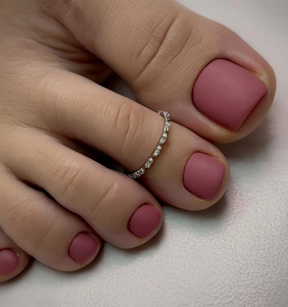June toe nails ideas - summer ideas 2026 Matte Rosy Pink Pedicure For Minimal Summer Beauty