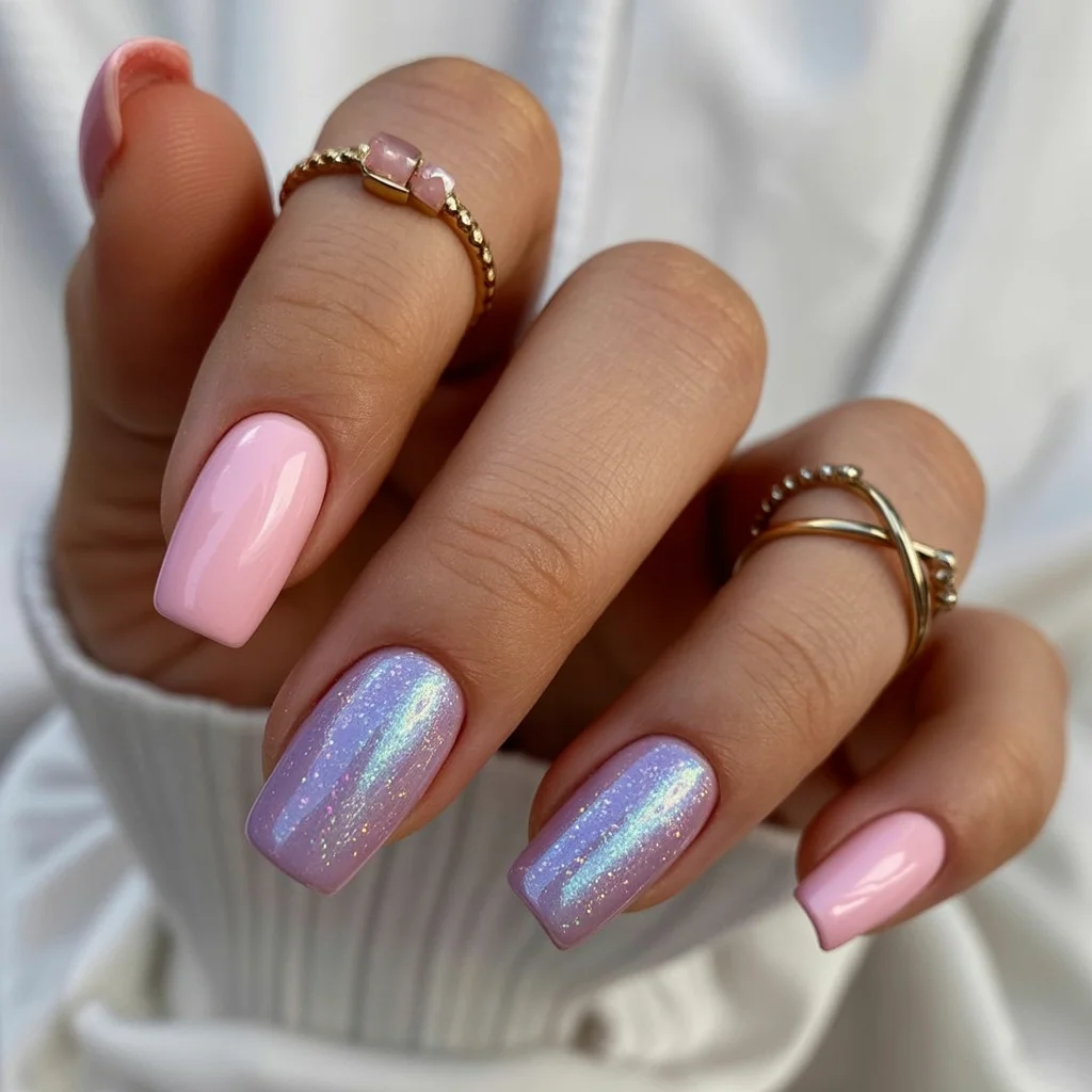 light summer nails 2026 Cotton Candy Chrome Glow