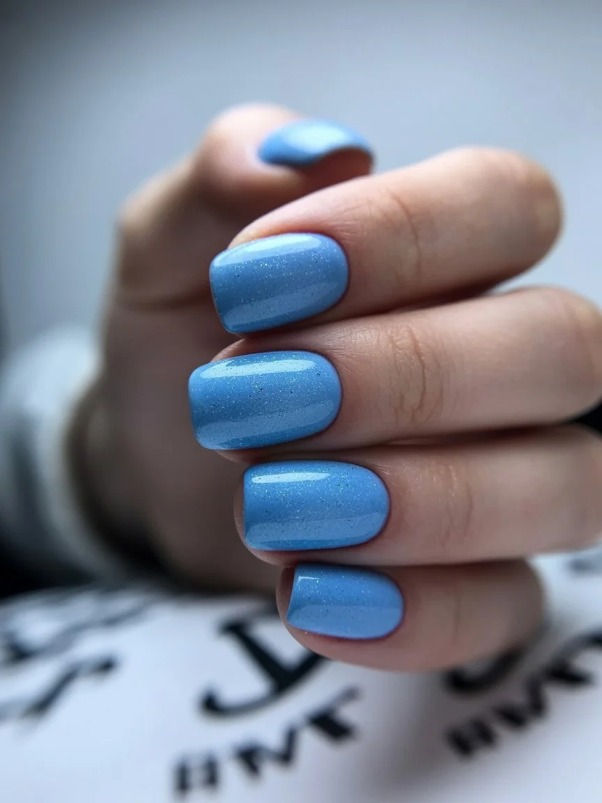 light summer nails 2026 Sky Blue Gloss Nails With Soft Summer Shine
