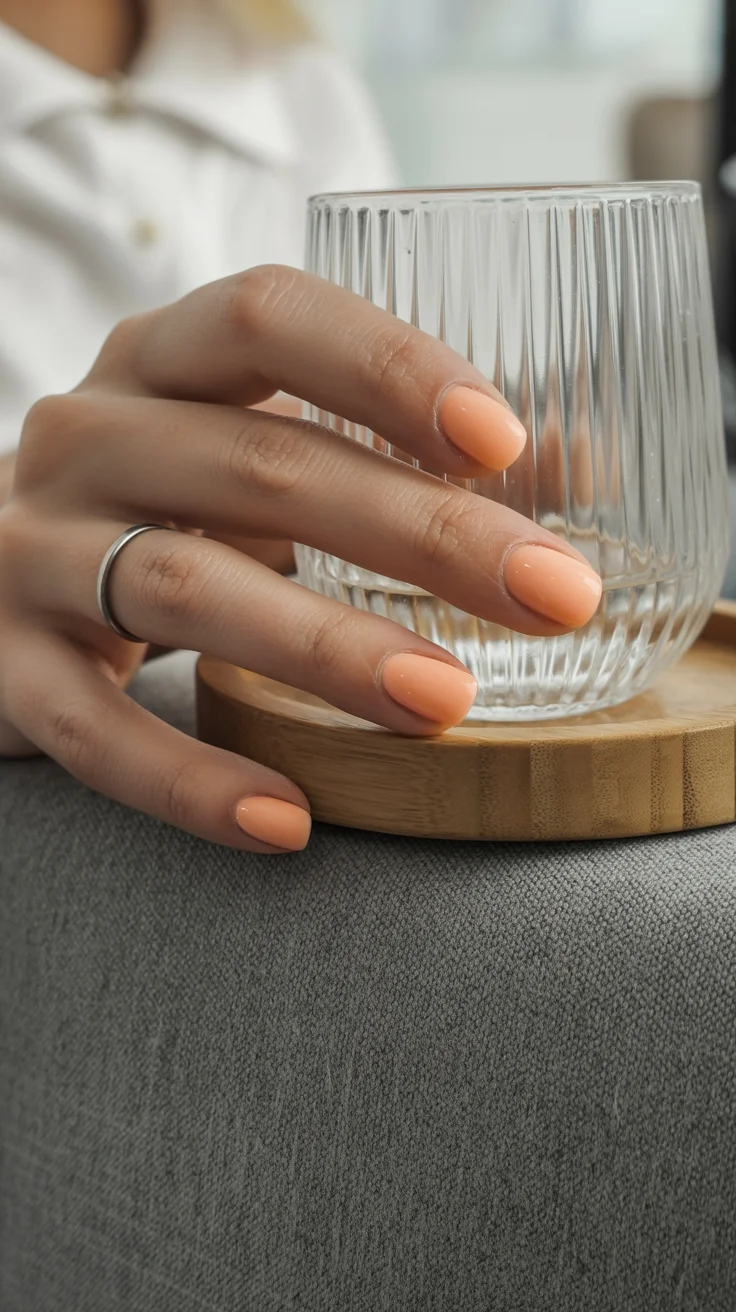 light summer nails 2026 Peach Sorbet Minimalist Perfection