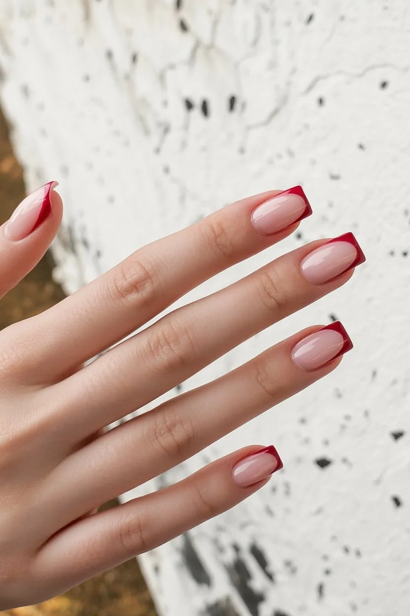 light summer nails 2026 Cherry Red French Tips For A Fresh Summer Twist