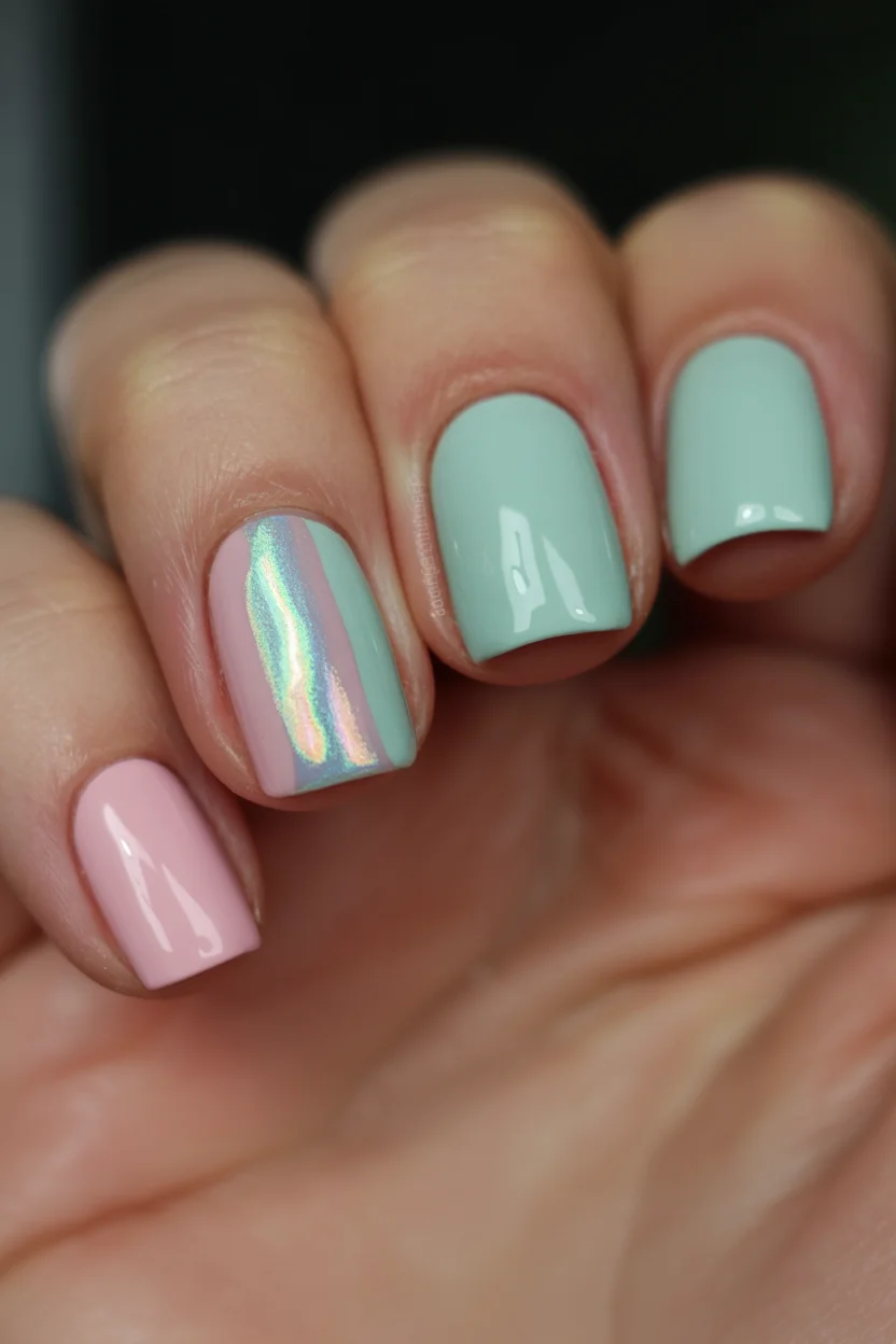 light summer nails 2026 Pastel Candy Color Block Chic