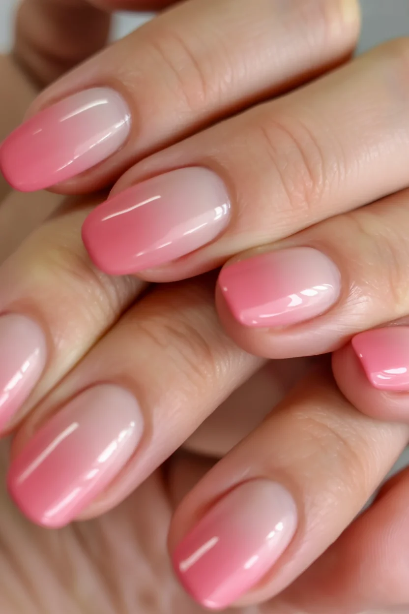 light summer nails 2026 Strawberry Milk Ombre Perfection