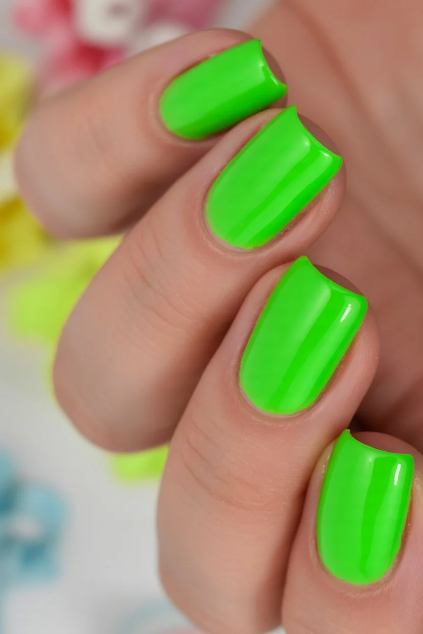 neon summer nails 2026 Electric Lime Nails That Say More With Less
