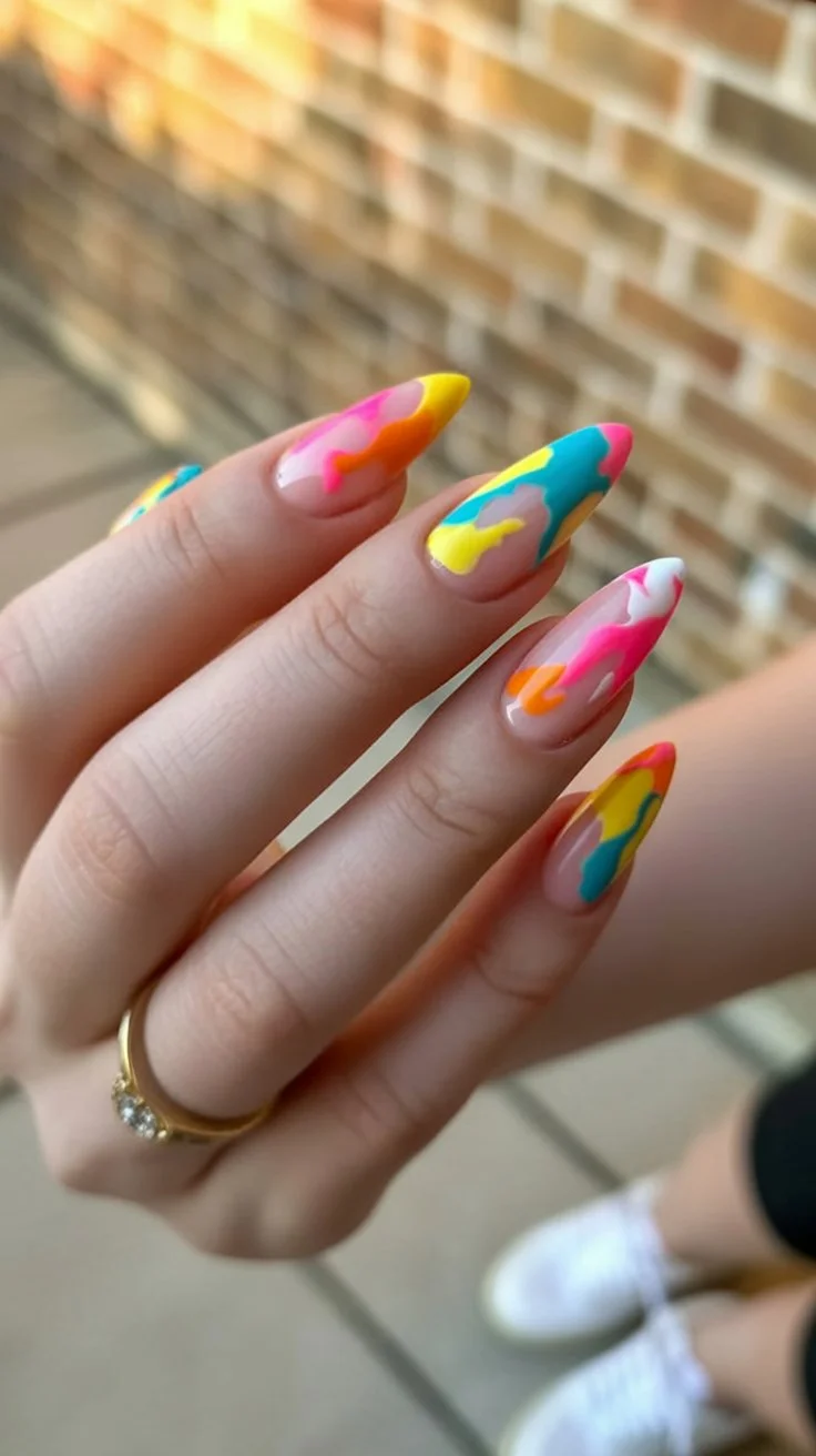 neon summer nails 2026 Abstract Neon Waves For Color Lovers