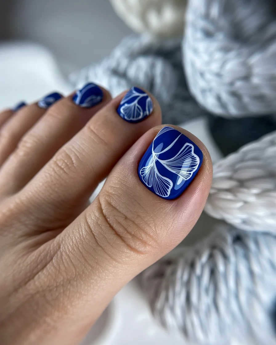 pedicure ideas summer trends 2026 Royal Blue Florals That Feel Surprisingly Elegant