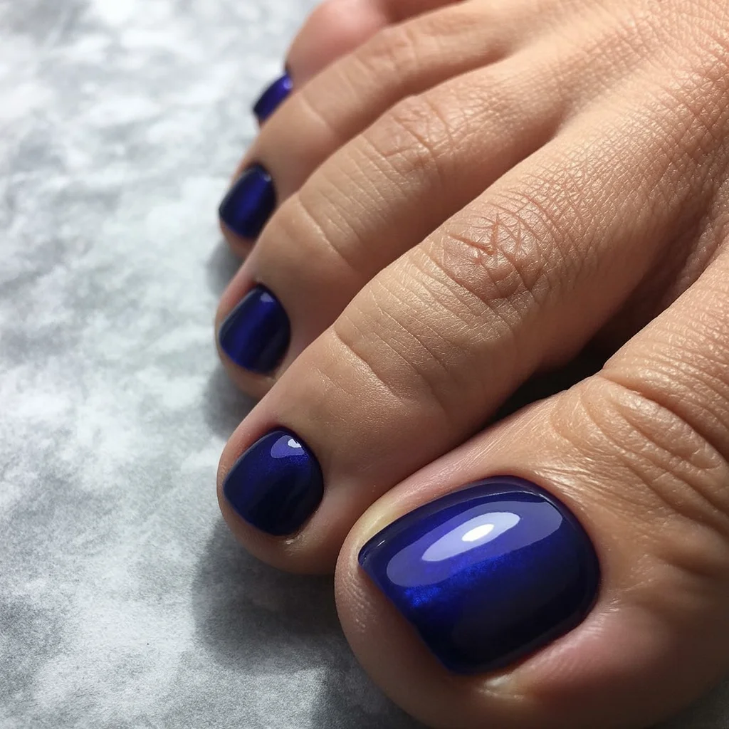 pedicure ideas summer trends 2026 Midnight Sapphire That Makes Sandals Look Expensive