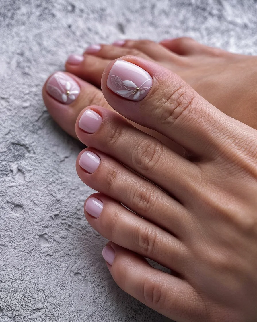 pedicure ideas summer trends 2026 Soft Blush Florals For Quiet Luxury Summer