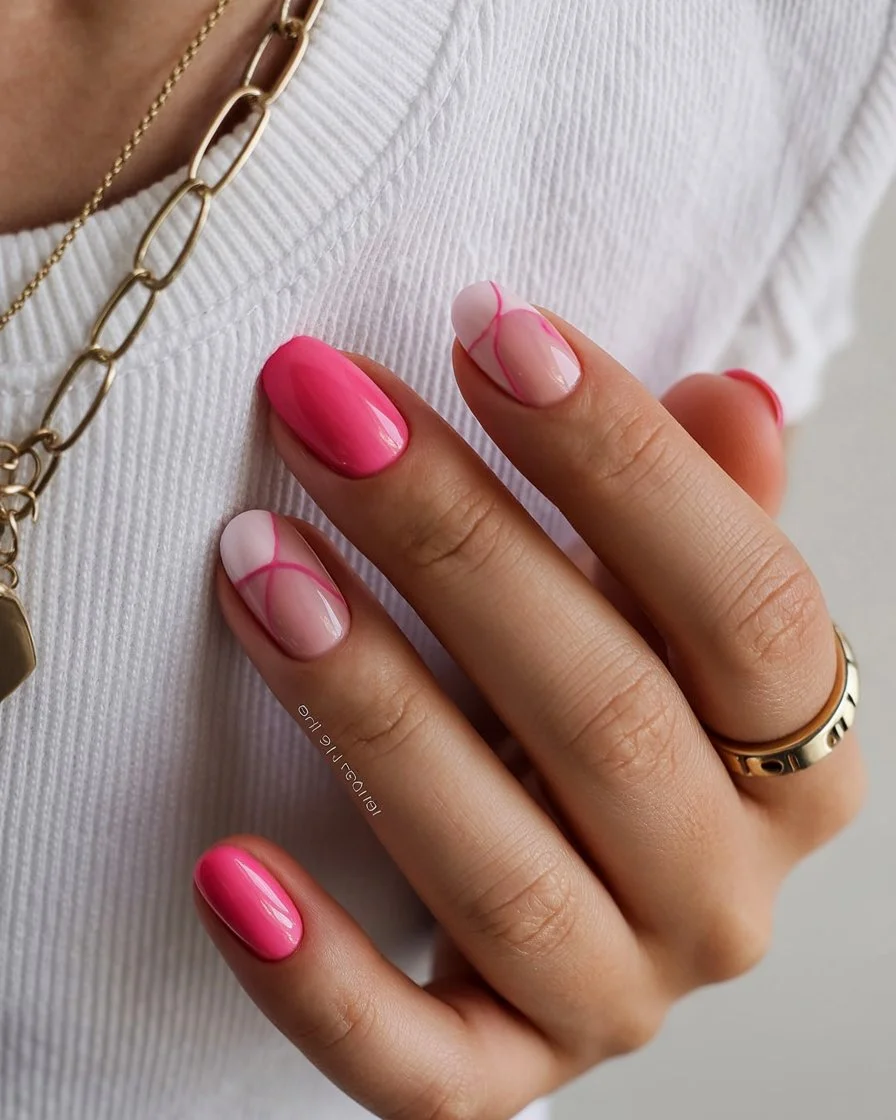pink summer nails 2026 Minimal Pink Line Art For Everyday Summer Style
