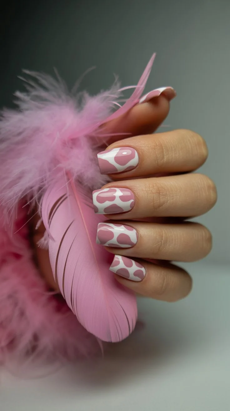 pink summer nails 2026 Retro Pink Pattern Nails With Playful Mood