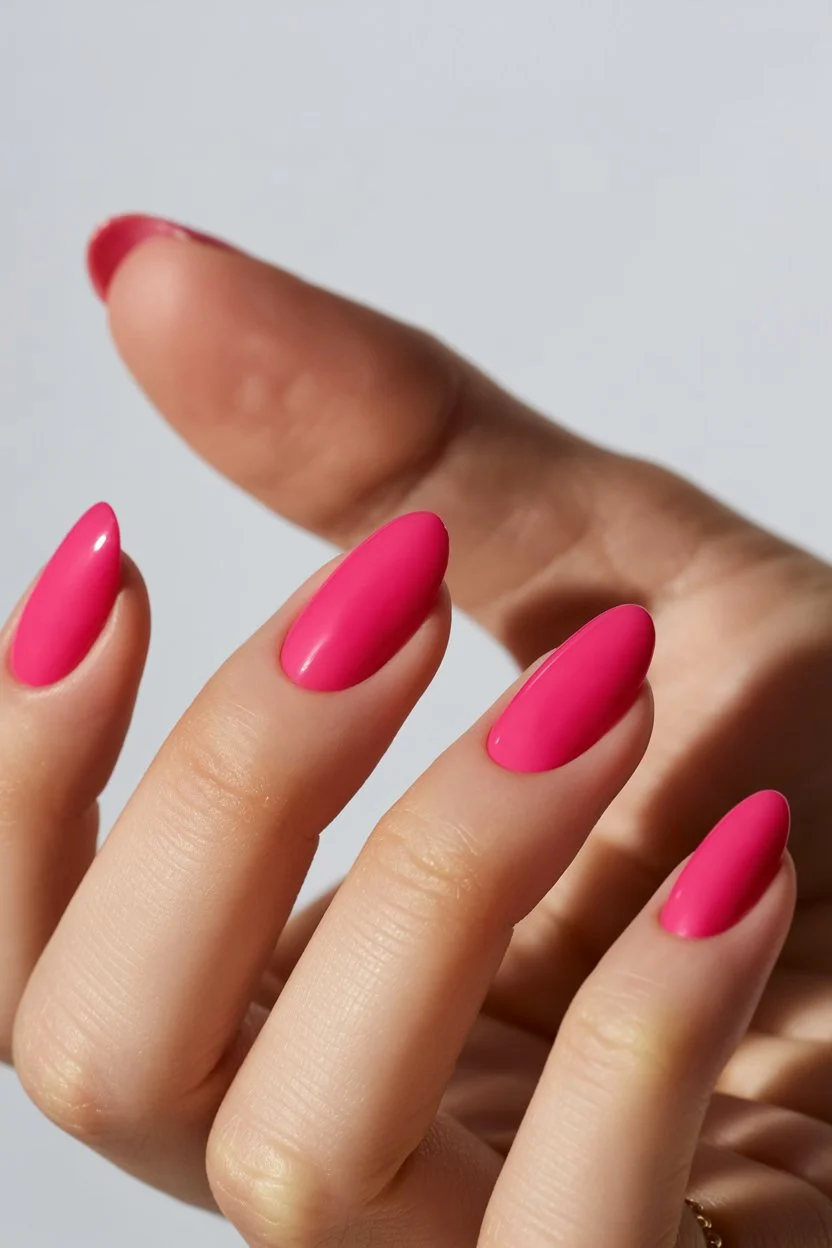 pink summer nails 2026 Hot Pink Almond Nails That Never Miss