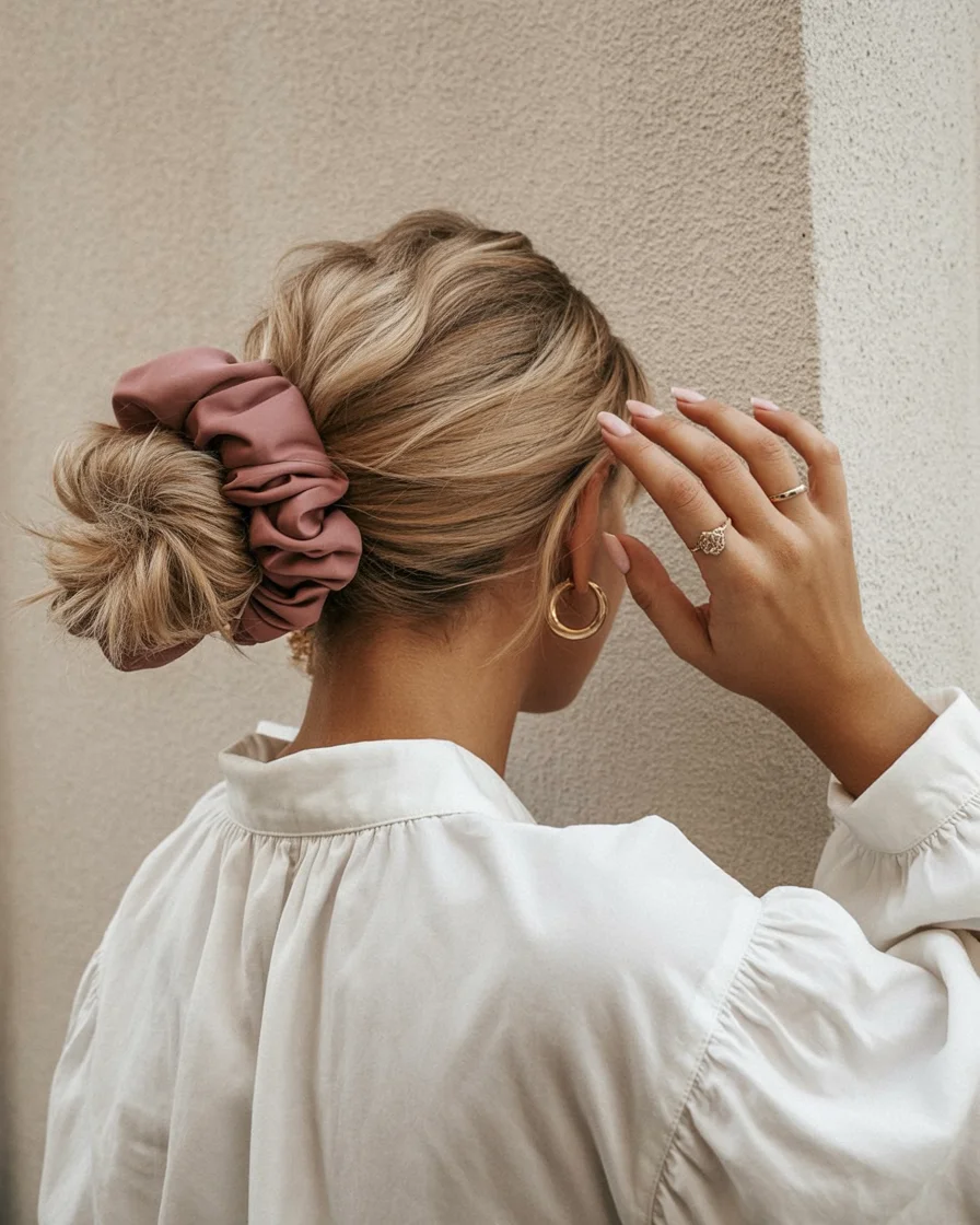 quick summer 5-minute hairstyles 2026 Oversized Scrunchie Buns That Always Look Effortless