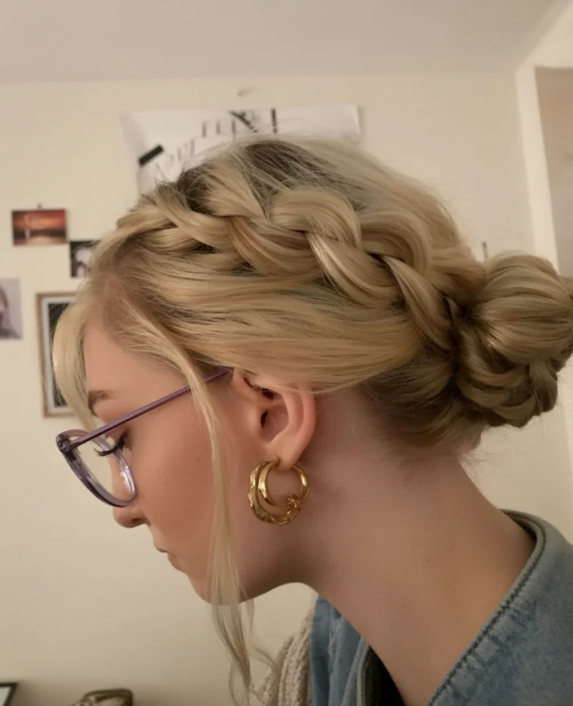 quick summer 5-minute hairstyles 2026 Soft Braided Bun Energy For Slow Summer Days