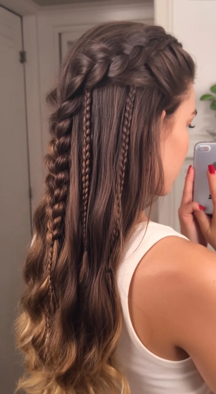 quick summer easy hairstyle 2026 Soft braided cascade with hidden detail