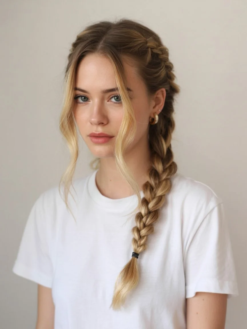 quick summer easy hairstyle 2026 Side braid with face framing softness