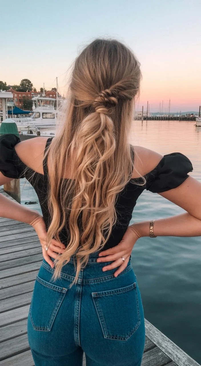 quick summer easy hairstyle 2026 Low twisted pony with sunset softness